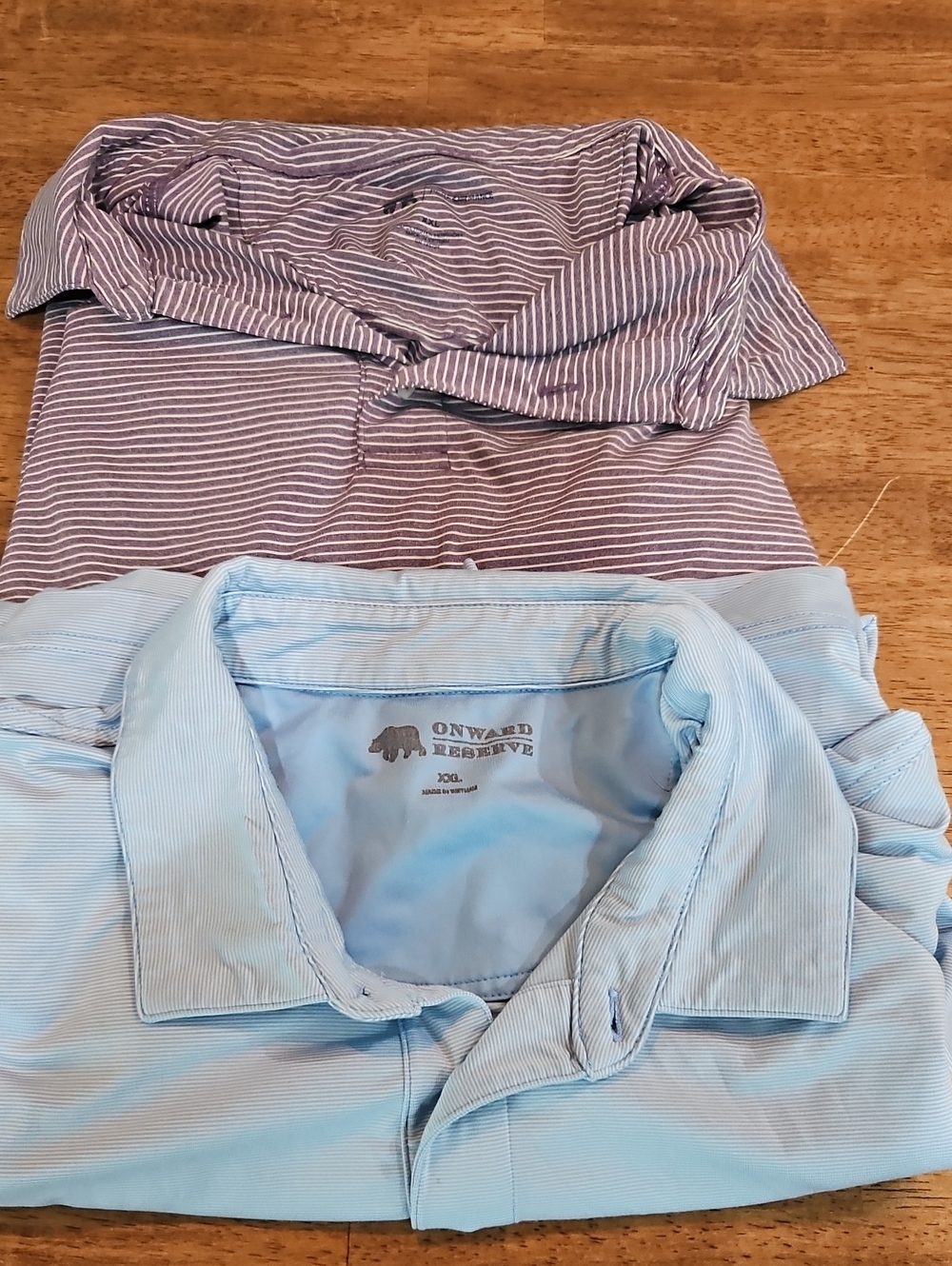 Mens Onward Reserve' Light Blue And Purple  Button-Down Shirts - Soft Stripe